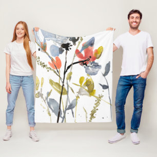 Vloerbedekking - Waterverf bloemen en gedichten Fleece Deken