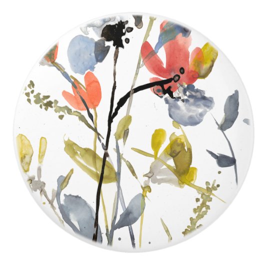 Vloerbedekking - Waterverf bloemen en gedichten Keramische Knop (Voorkant)