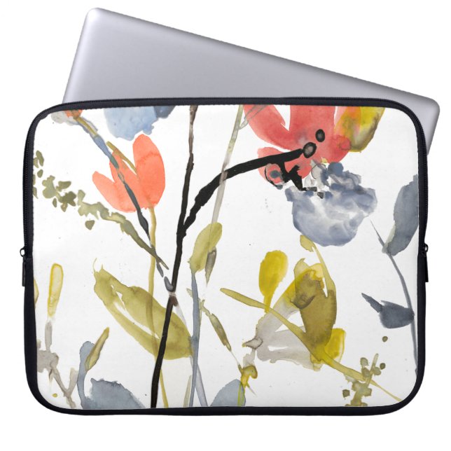 Vloerbedekking - Waterverf bloemen en gedichten Laptop Sleeve (Voorkant)