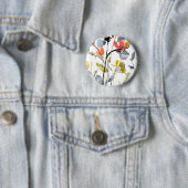 Vloerbedekking - Waterverf bloemen en gedichten Ronde Button 5,7 Cm (In situ)