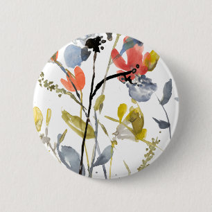 Vloerbedekking - Waterverf bloemen en gedichten Ronde Button 5,7 Cm