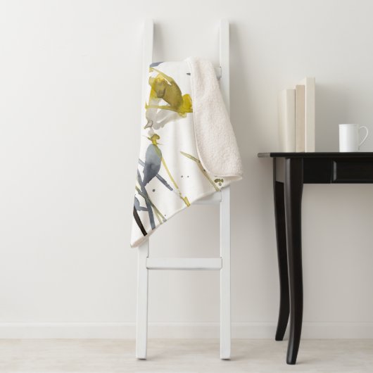 Vloerbedekking - Waterverf bloemen en gedichten Sherpa Deken (In situ)