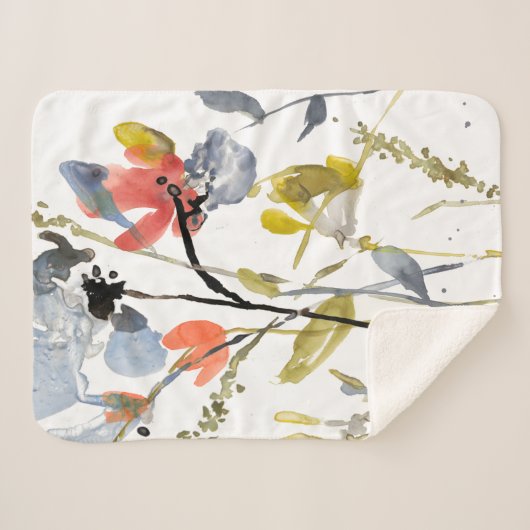 Vloerbedekking - Waterverf bloemen en gedichten Sherpa Deken (Voorkant (horizontaal))