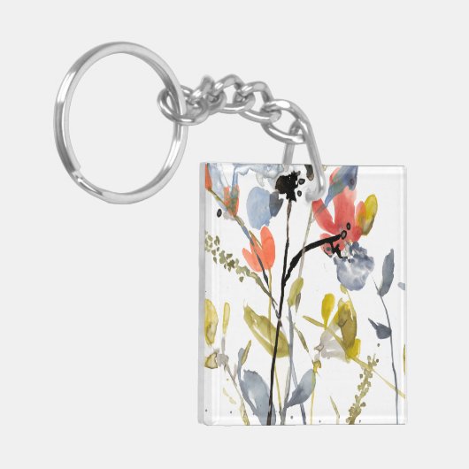 Vloerbedekking - Waterverf bloemen en gedichten Sleutelhanger (Voorkant Links)