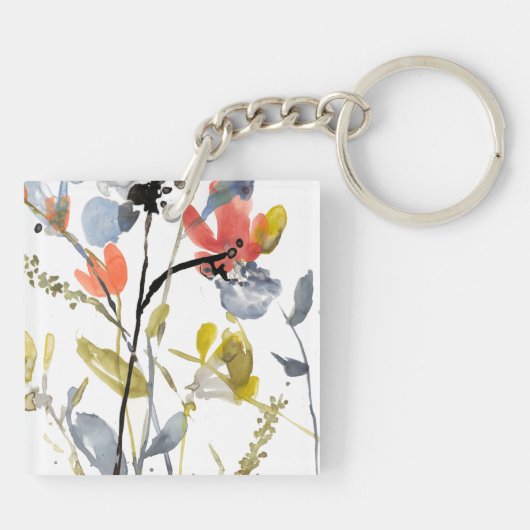 Vloerbedekking - Waterverf bloemen en gedichten Sleutelhanger (Achterkant)