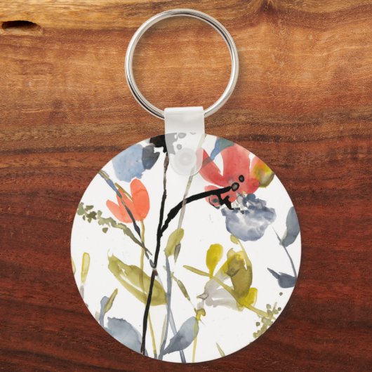 Vloerbedekking - Waterverf bloemen en gedichten Sleutelhanger (Voorkant)