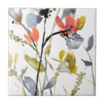 Vloerbedekking - Waterverf bloemen en gedichten Tegeltje<br><div class="desc">Bloem Overlay II van Jennifer Goldberger. Kenmerken bloemen en stengels in een waterverf-achtige stijl.</div>