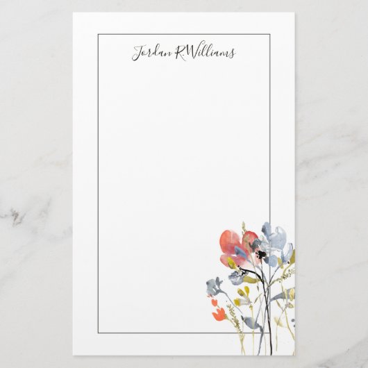 Vloerbedekking - Waterverf Pastel Flowers Briefpapier (Voorkant)