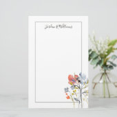 Vloerbedekking - Waterverf Pastel Flowers Briefpapier (Staand voorkant)