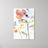 Vloerbedekking - Waterverf Pastel Flowers Canvas Afdruk (Voorkant)