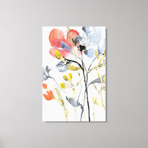 Vloerbedekking - Waterverf Pastel Flowers Canvas Afdruk
