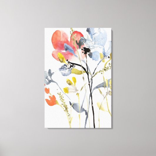 Vloerbedekking - Waterverf Pastel Flowers Canvas Afdruk (Voorkant)