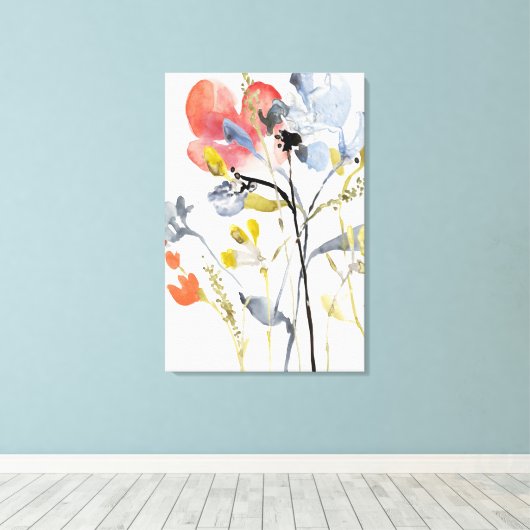 Vloerbedekking - Waterverf Pastel Flowers Canvas Afdruk (Insitu (Houten vloer))
