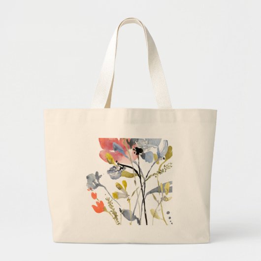 Vloerbedekking - Waterverf Pastel Flowers Grote Tote Bag (Voorkant)