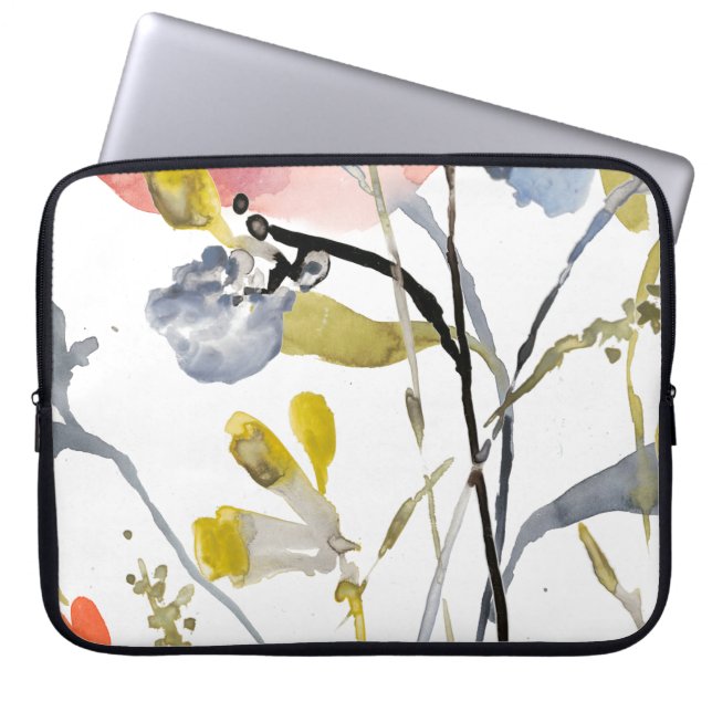 Vloerbedekking - Waterverf Pastel Flowers Laptop Sleeve (Voorkant)