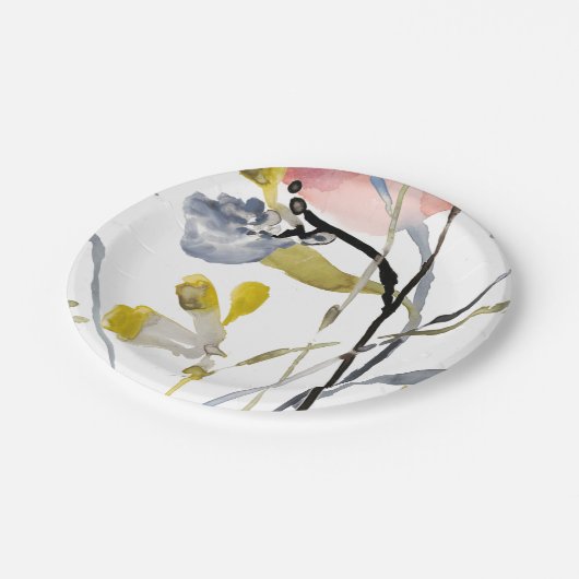 Vloerbedekking - Waterverf Pastel Flowers Papieren Bordje (Gekanteld)