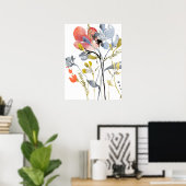 Vloerbedekking - Waterverf Pastel Flowers Poster (Thuiskantoor)
