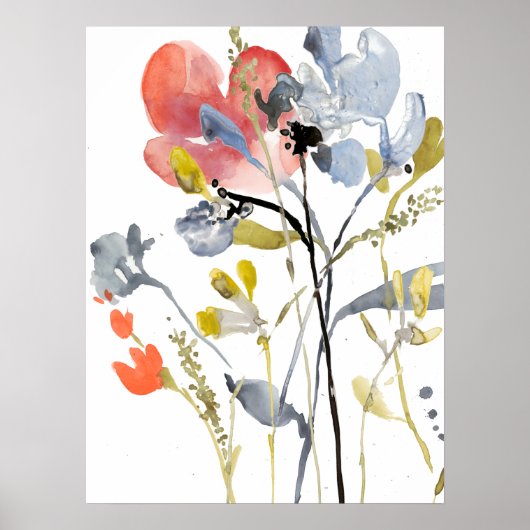 Vloerbedekking - Waterverf Pastel Flowers Poster (Voorkant)