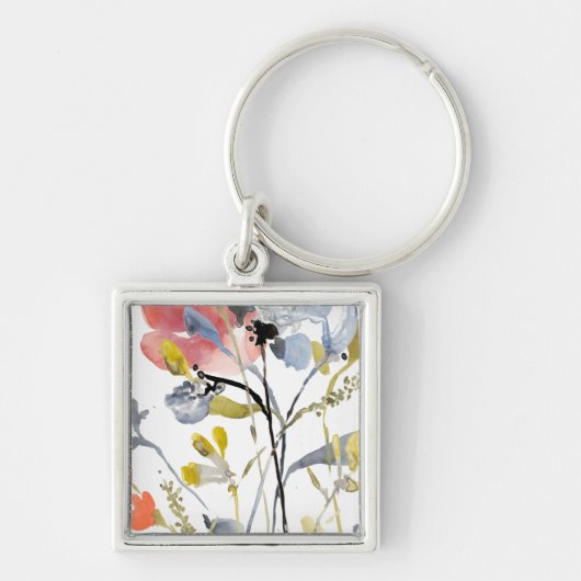 Vloerbedekking - Waterverf Pastel Flowers Sleutelhanger (Voorkant)