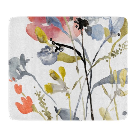 Vloerbedekking - Waterverf Pastel Flowers Snijplank (Voorkant)