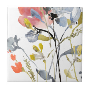 Vloerbedekking - Waterverf Pastel Flowers Tegeltje