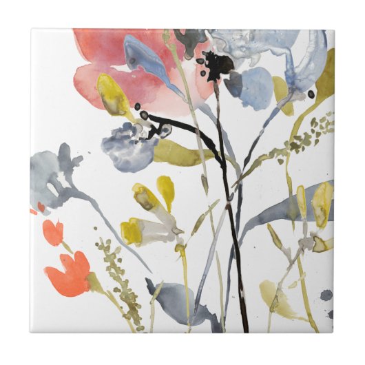 Vloerbedekking - Waterverf Pastel Flowers Tegeltje (Voorkant)