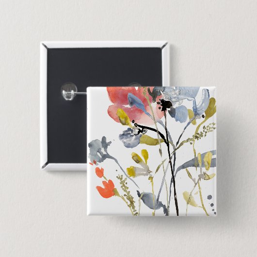 Vloerbedekking - Waterverf Pastel Flowers Vierkante Button 5,1 Cm (Voorkant /achterkant)