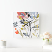 Vloerbedekking - Waterverf Pastel Flowers Vierkante Klok (Huis)