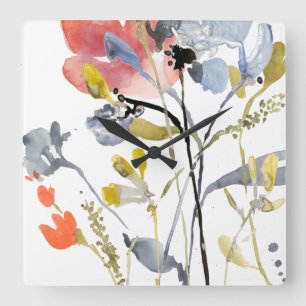 Vloerbedekking - Waterverf Pastel Flowers Vierkante Klok