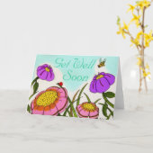 Vloerbeemdje "Get Well Soon"-Kaart Kaart (Gele Bloem)