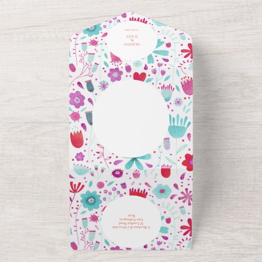 VloerbeemdWaterverf Blauwgroen All In One Uitnodiging (Buitenkant)