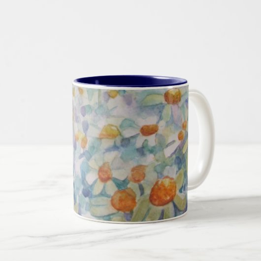 VloerbeemdWaterverf Daisy Floral Tweekleurige Koffiemok (Voorkant rechts)