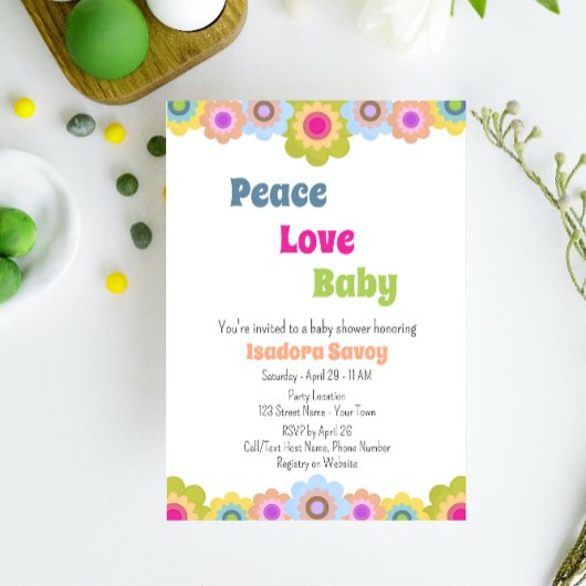Vloerbekrachtiging Baby shower 60 s Kaart