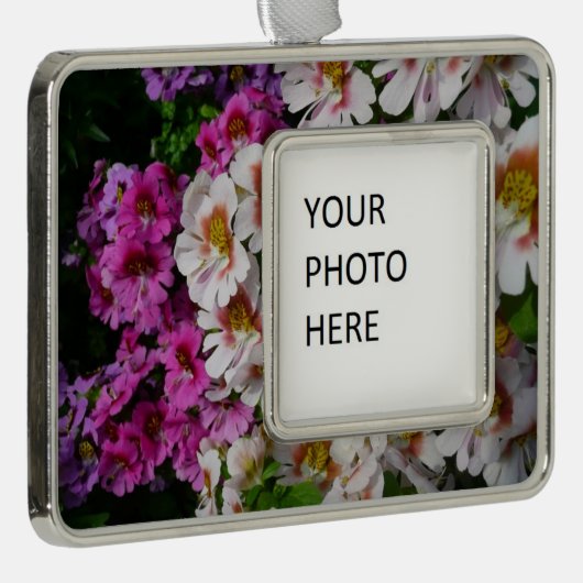 Vloerbeugels Witte roze en Paarse vlinder Verzilverd Omlijst Ornament (Rechts)