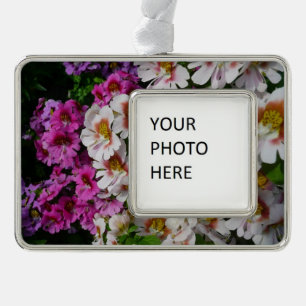Vloerbeugels Witte roze en Paarse vlinder Verzilverd Omlijst Ornament