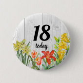 Vloerbloemen Florentijnse Waterverf op zaterdag Ronde Button 5,7 Cm (Voorkant)