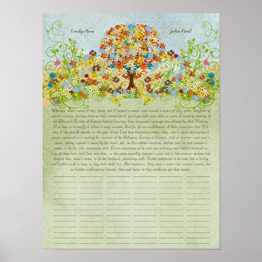 Vloerboomdruk Quaker Weddenschap Certificaat Poster (Voorkant)