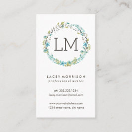 Vloerbreedte | Modern Blue Floral Visitekaartje