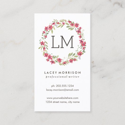 Vloerbreedte | Moderne roze Floral Visitekaartje (Voorkant)