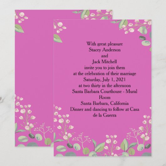 Vloerbruiloft Kaart (Voorkant / Achterkant)