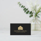 Vloercontractor Logo Zwart Minimaal Modern Visitekaartje (Staand voorkant)