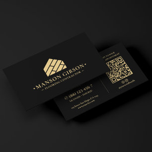 Vloercontractor Logo Zwart Minimaal Modern Visitekaartje