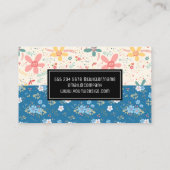 Vloerdoppen | Blauwe witte bloemen Visitekaartje (Achterkant)