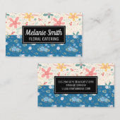 Vloerdoppen | Blauwe witte bloemen Visitekaartje (Voorkant / Achterkant)