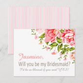 Vloerdouche word je mijn Bridesmaid? | Roze Kaart (Voorkant / Achterkant)
