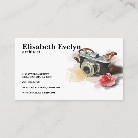 Vloerelementen van handgeschilde reiscamera visitekaartje (Achterkant)