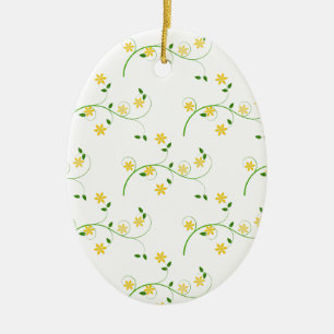 Vloeren en bloemen keramisch ornament