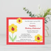 Vloeren en ladybug verjaardagsuitnodigingen kaart (Staand voorkant)