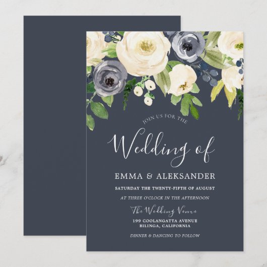 Vloeren van de marine en Witte Waterverf Moderne b Kaart (Voorkant / Achterkant)