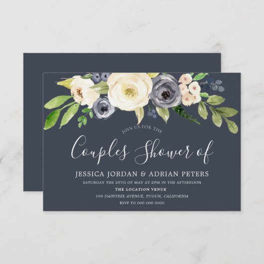 Vloeren van marineparen en witte Waterverf Kaart (Voorkant / Achterkant)